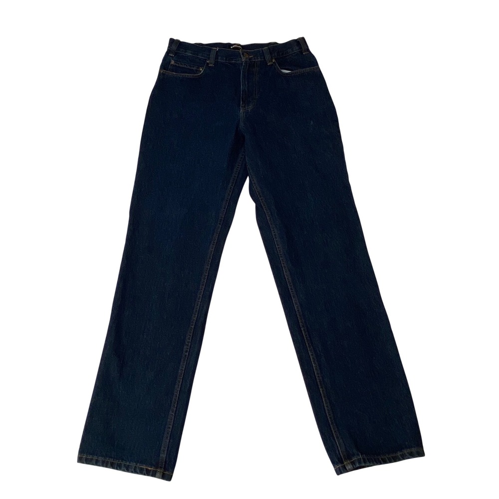 Kirkland Signature Mens 34x34 Dark Wash Straight‎ Leg Denim Jeans Indigo Blue